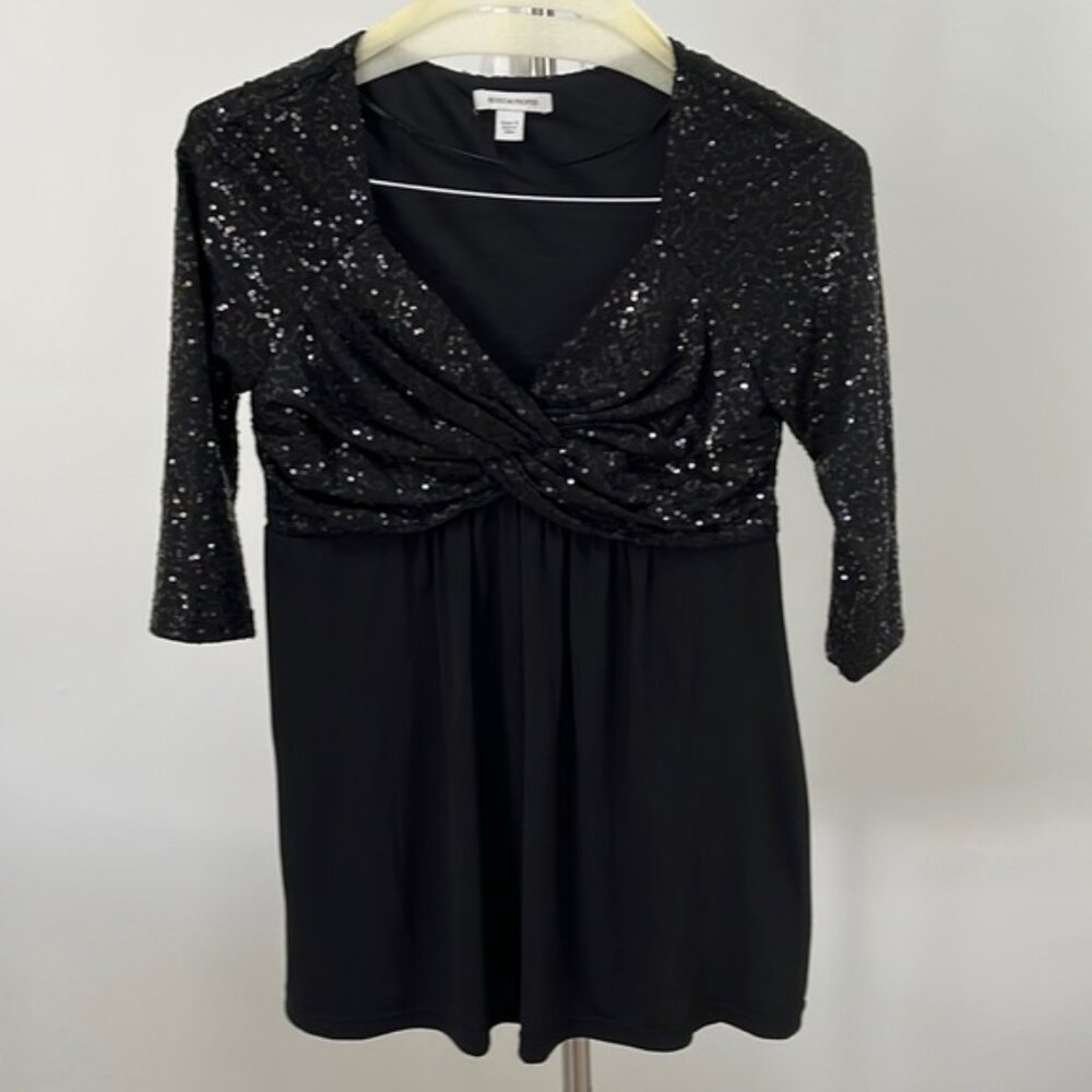Boston Proper Sequin embellished ruche top